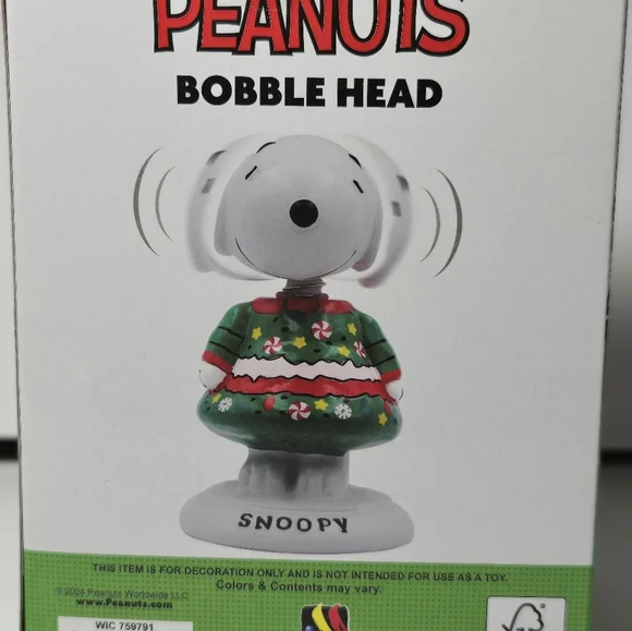 Peanuts snoopy Holiday bobble head nwt - Picture 2 of 2